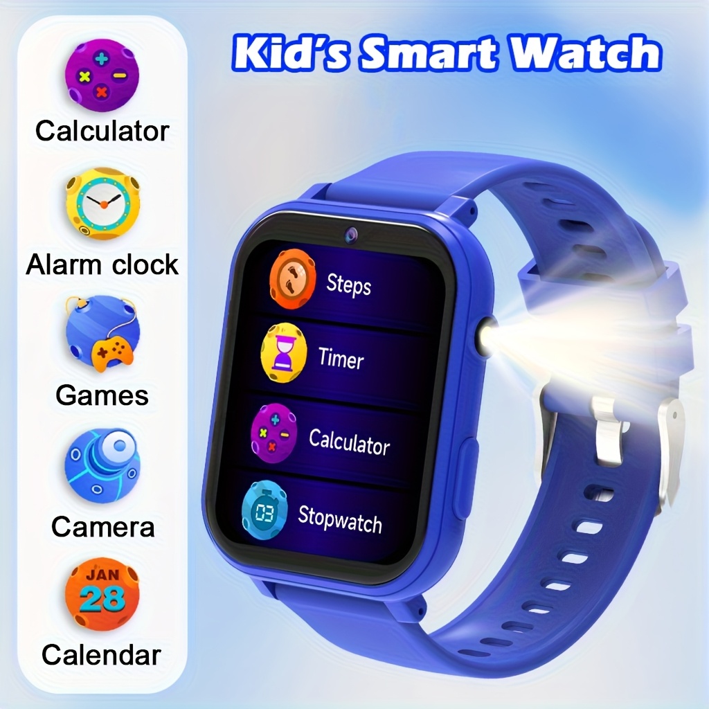   kids smart watch 18 educational games with flashlight   alarm clock calendar   screen silicone strap   watch for boys and girls suitable for children over