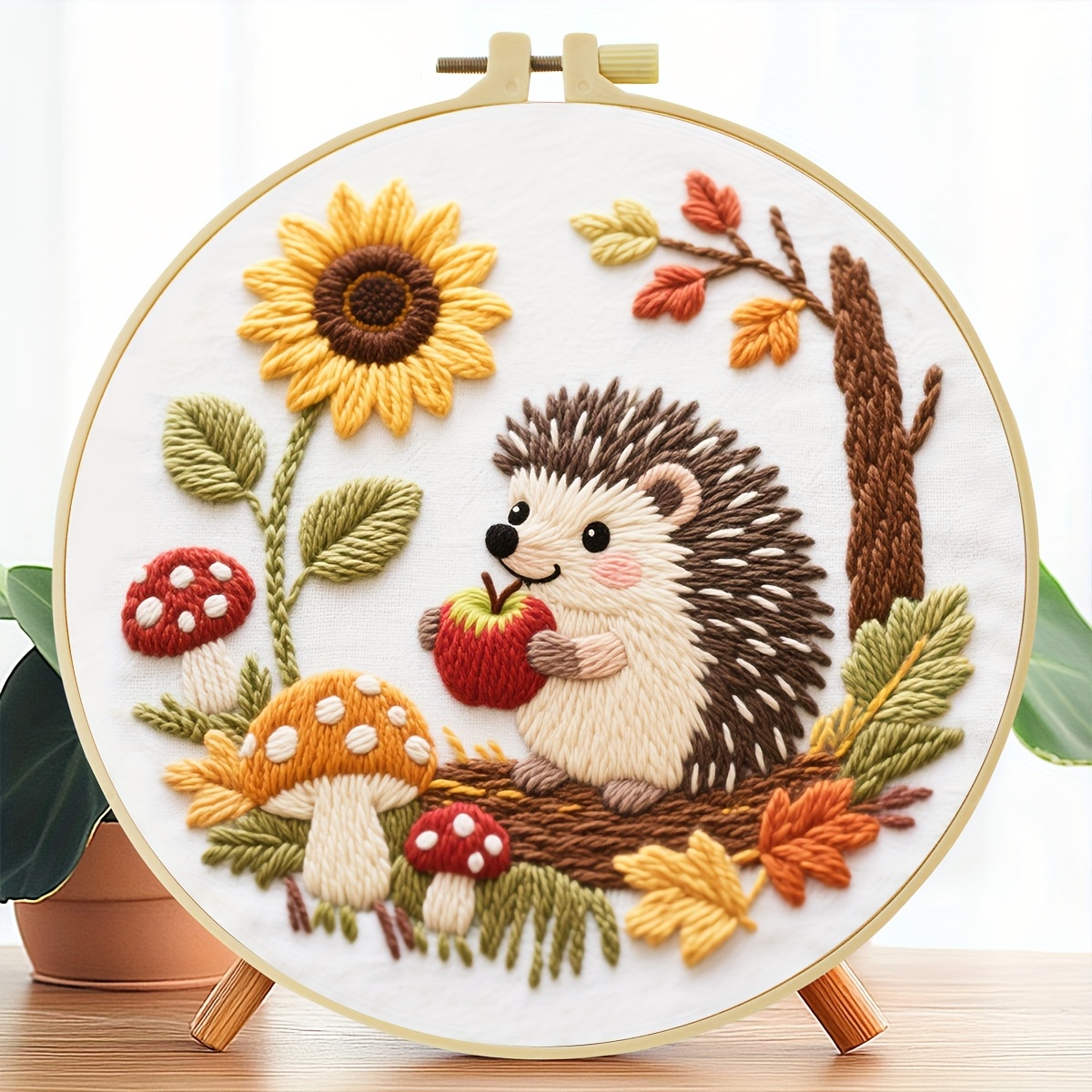 TEMU Kit de bordado con un erizo en , medidas 20X20Cm (7.9X7.9 pulgadas). kit a es para adultos como para principiantes, y con un manual de