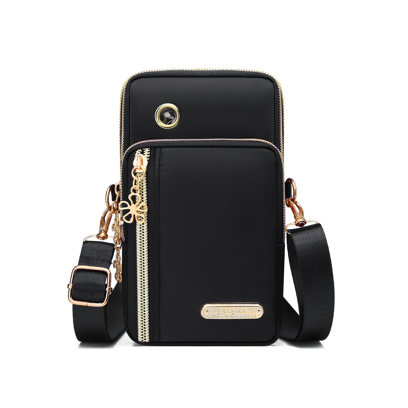 TEMU Borsa a tracolla regolabile da donna 1 pz per telefono e mini borsetta - Borsa a spalla in tessuto Oxford con chiusura a cerniera e portamonete,