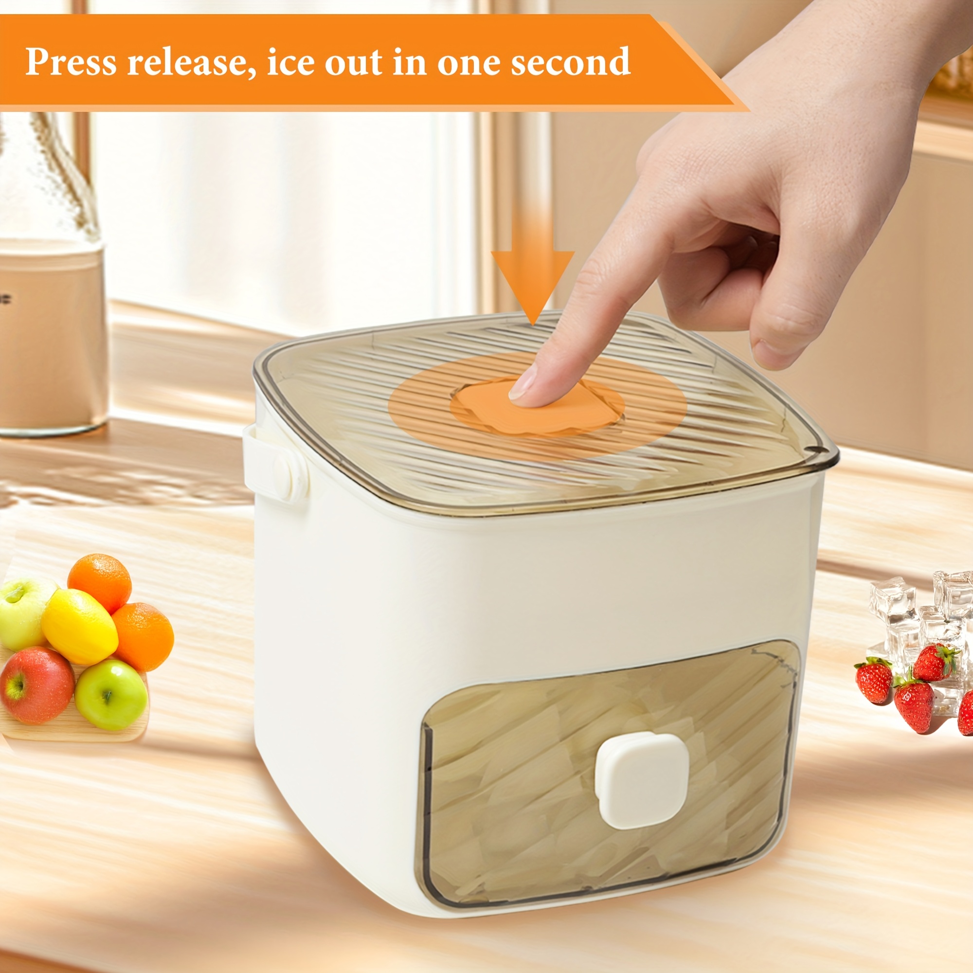 1pc manual ice maker 48 cube capacity no electricity required double layer pressure mold with food grade plastic tray transparent lid portable for camping parties kitchen use   ice tongs storage bin portable ice maker   modern kitchenware nonscratch surface details 2
