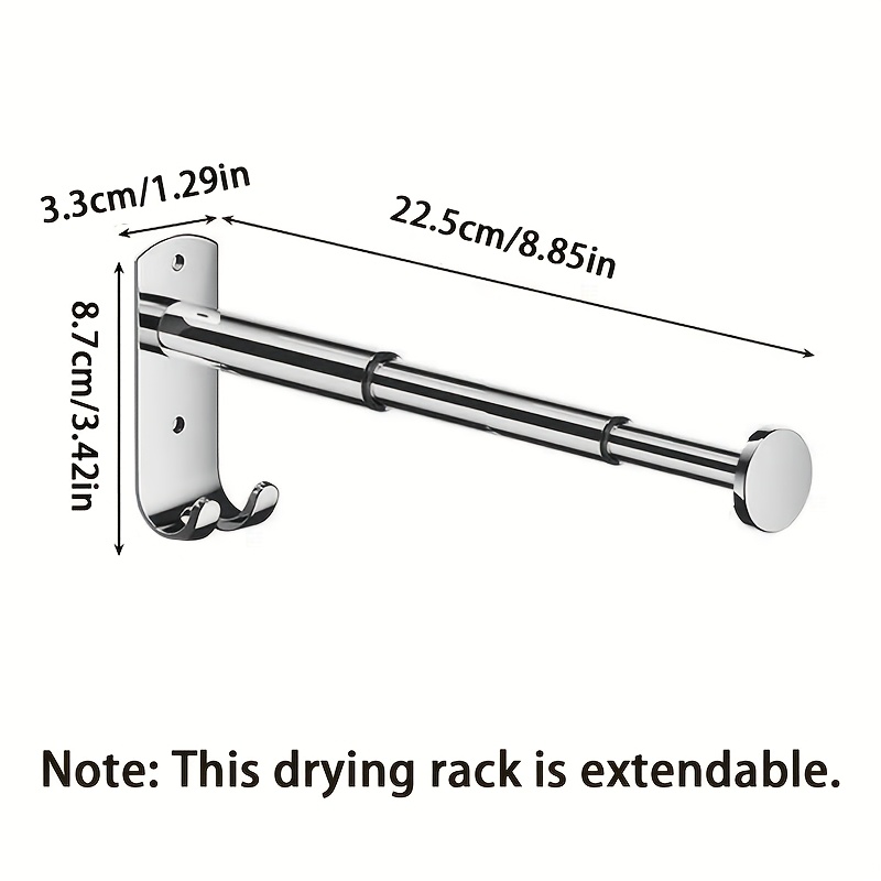 TEMU Wall-mounted Storage Rack – 304 Stainless Steel Construction With Hooks, Offering Extra-large Storage Space. The Extendable Rod To Various