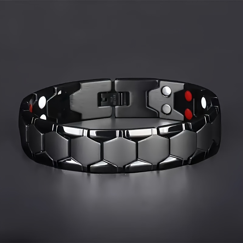 

1pc Men's Titanium Steel Magnetic Bracelet, Dual-row 4-element 3500 Magnets Wristband, Unscented, Non-electric, Battery-free, Ideal Gift For Valentine's, Christmas, Chinese New Year