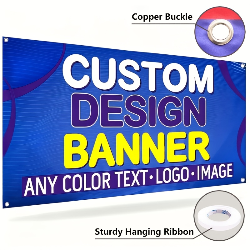 1 Personalized Outdoor Banner - Custom Photo And Text Design, Durable Polyester Material, With 4 Grommets For Easy Hanging - Suitable For Parties, Birthdays, Graduations, And Business Events