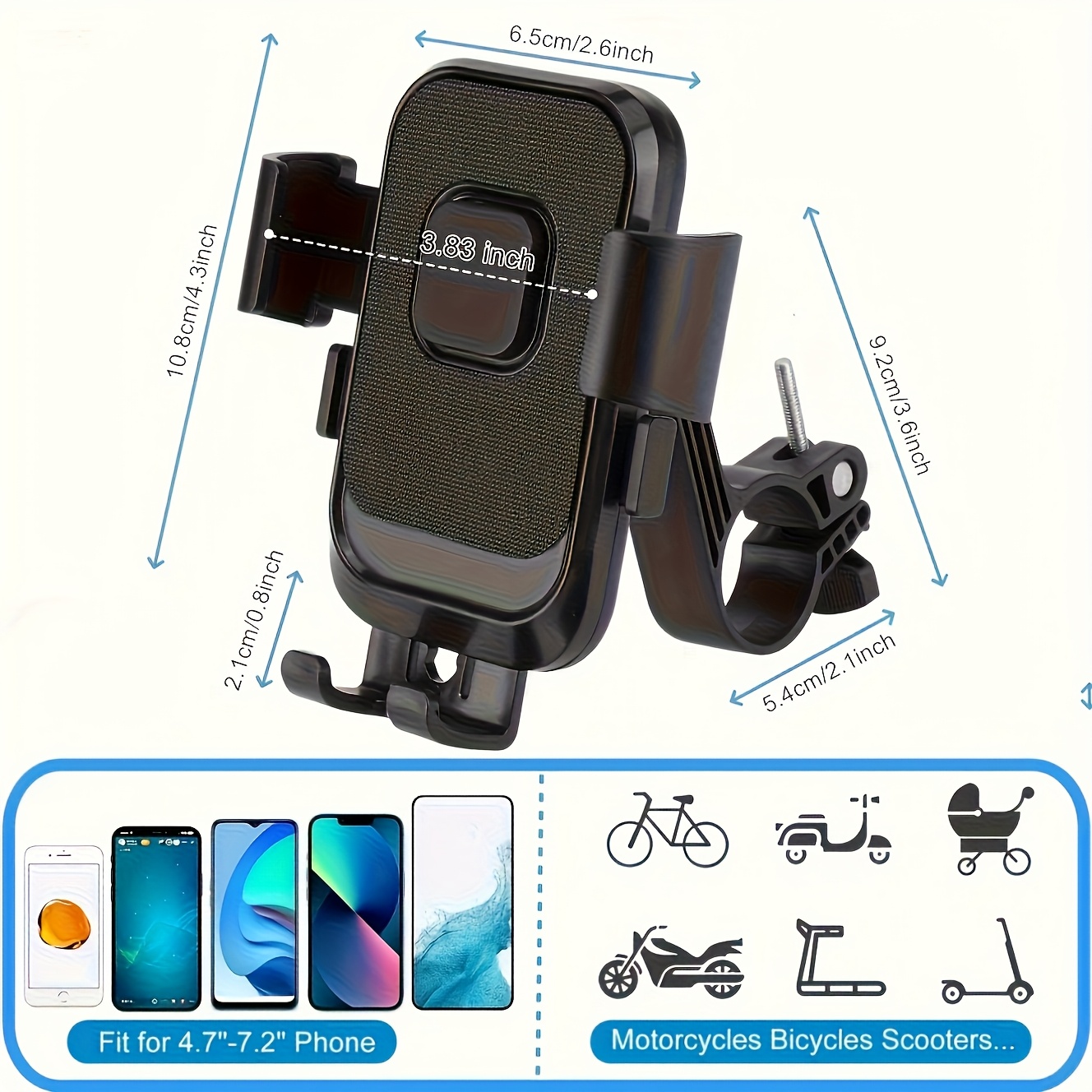 Motorcycle and Bicycle Handlebar Phone Mount with 1s Auto Lock and 10s Quick Install Compatible with iPhone and Samsung