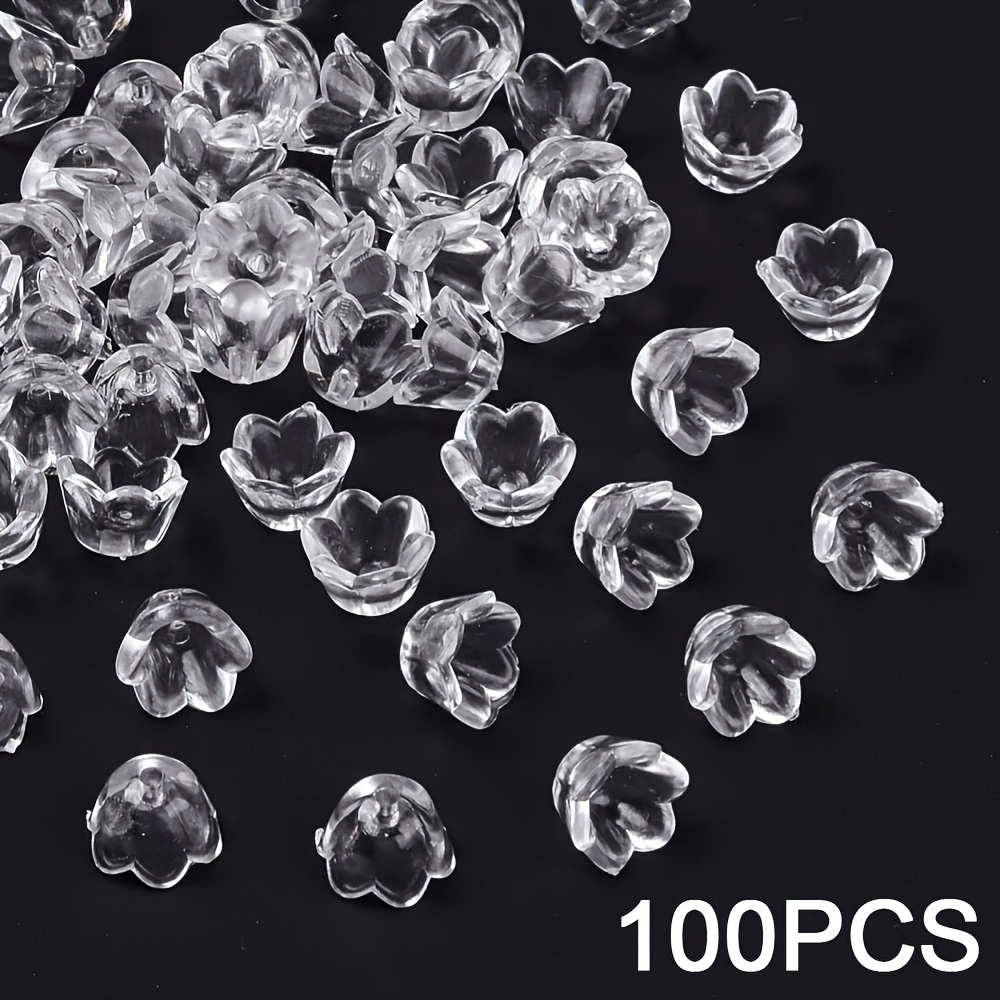TEMU 100/150pcs Clear Acrylic Beads - Bell Charms, Diy Wind Chime Bells, Hairpin Beads For Making, Craft, Mobiles & Hair - Durable Clear Beads