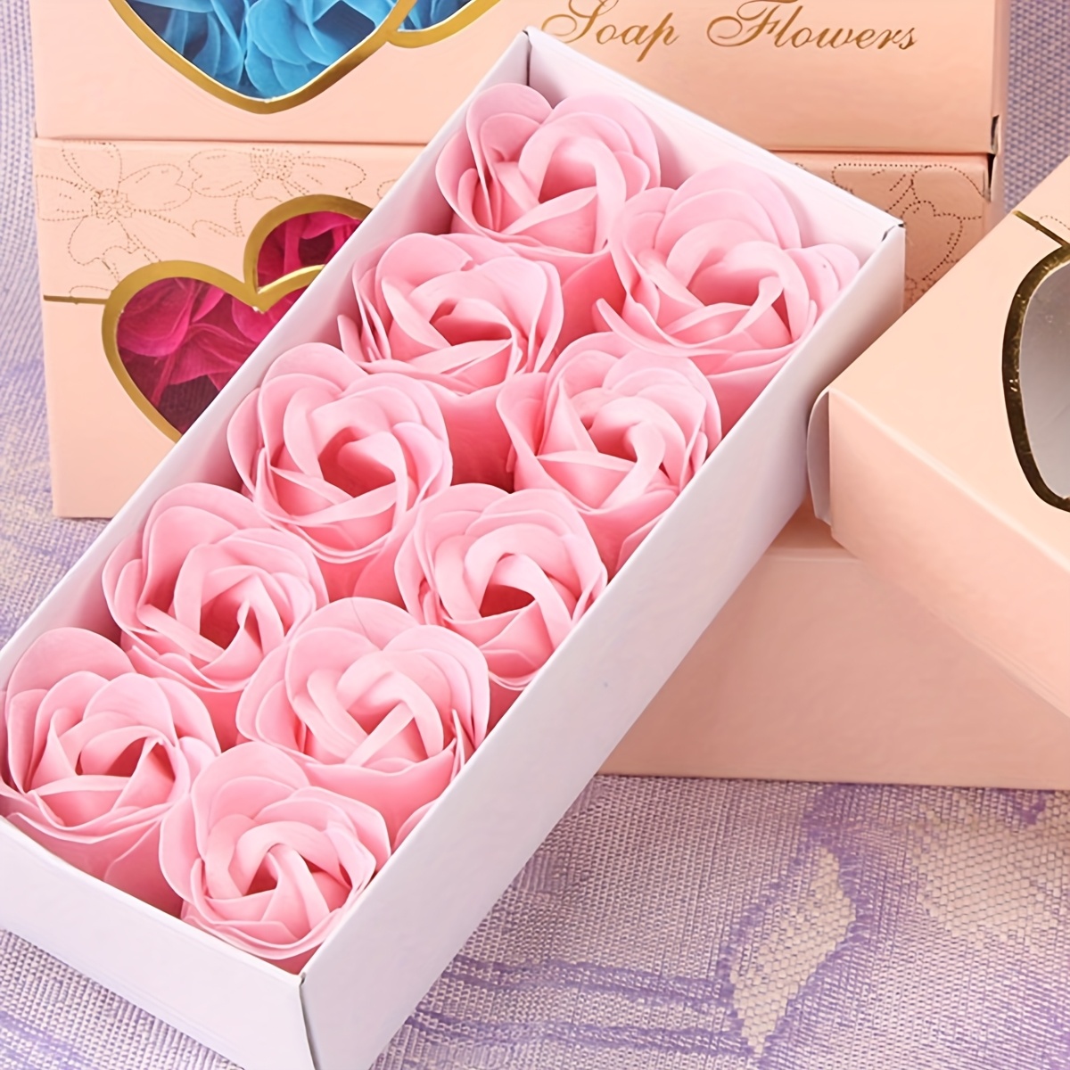 Valentine's Day 10pcs Heart-shaped Soap Flower Gift Box Wedding Eternal Flower Gift Box Mother's Day Present