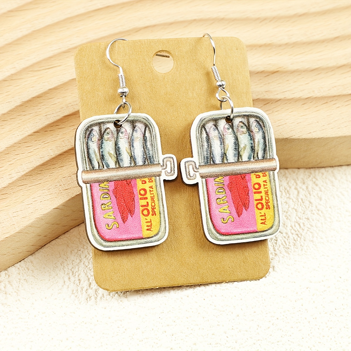 Of Personality Cute Innovative European And American Can Double-sided Print Wooden Earrings Lightweight High-quality Suitable For Gifting