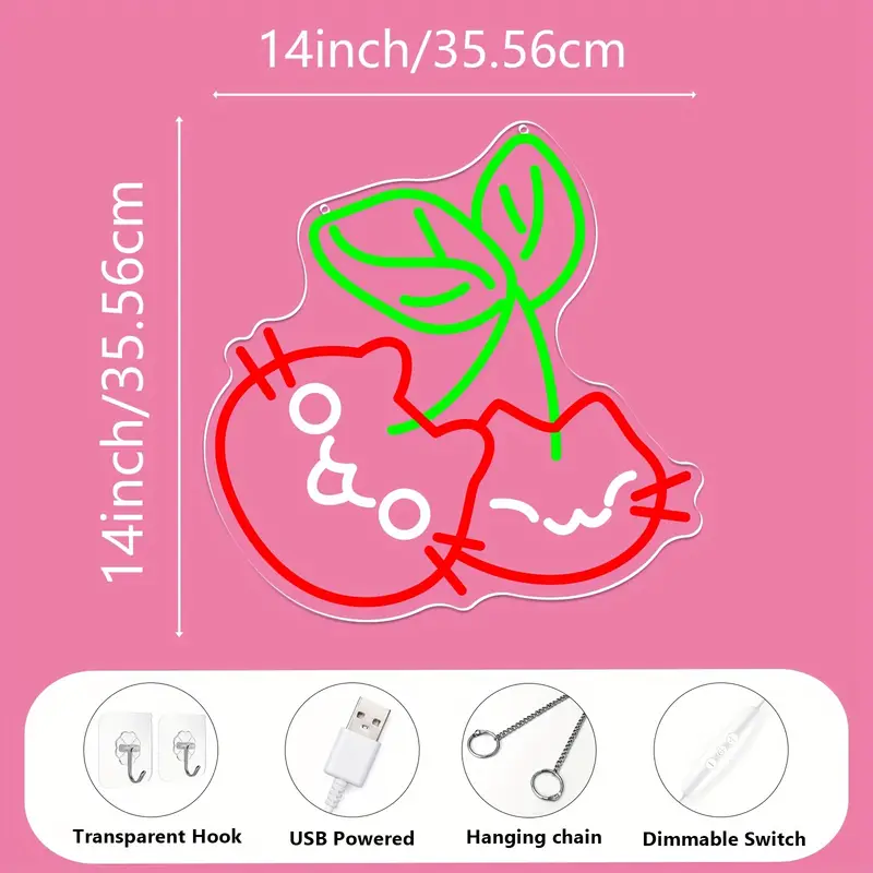 led neon wall light with dimmer usb powered wall mounted night light with switch cute red green bedroom decor or gift for cat lovers Product details 5