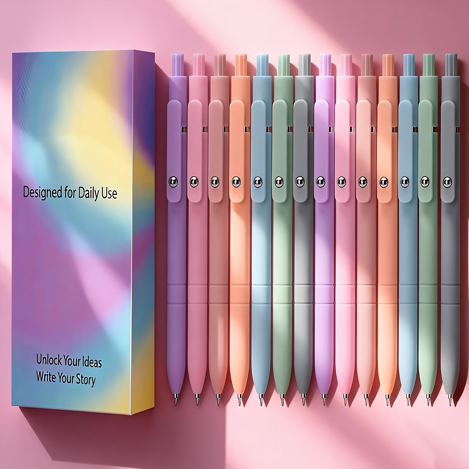 TEMU 14pcs Gel Pens | Black Ink, Fine Point, Smooth Writing, High-end Series, Suitable For Diary And Notes, Cute Office And School Supplies Gift,