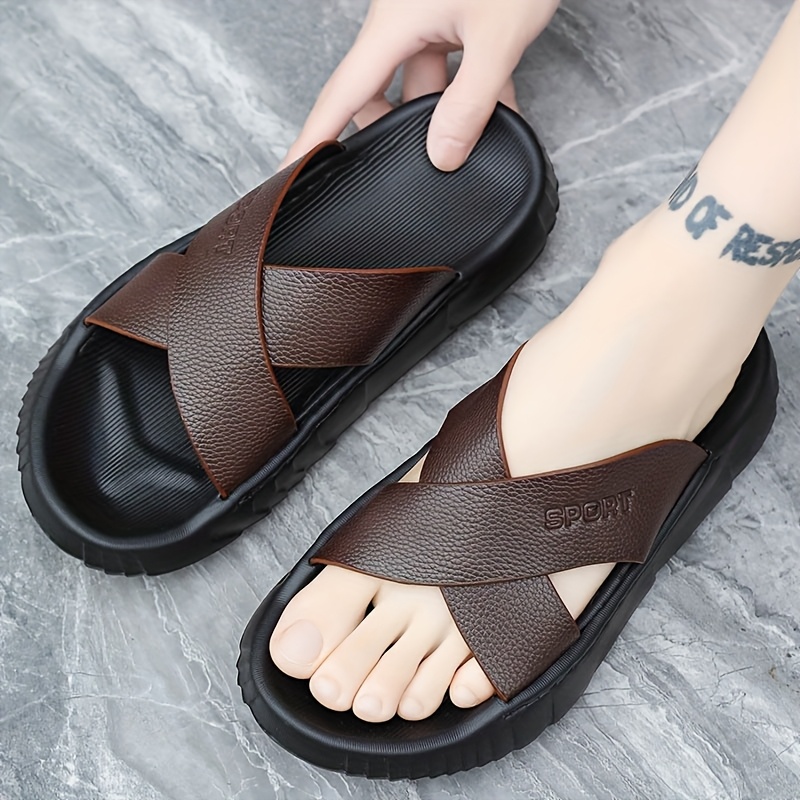 mens summer slide sandals casual thick sole beach slippers breathable comfortable eva material open toe design for outdoor daily wear and casual attire summer sandal details 2
