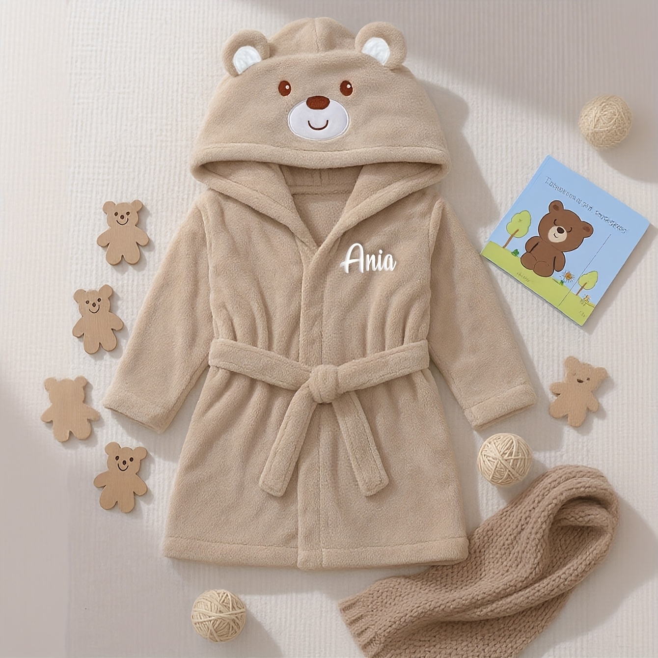 Image of Personalized Baby Bear Hooded Towel - Custom Name/initials/date, Plush Soft Bath & Swim Towel For To (0-24 Months), Ideal Baby Shower Gift, Essentials, Durable With ,christmas,halloween