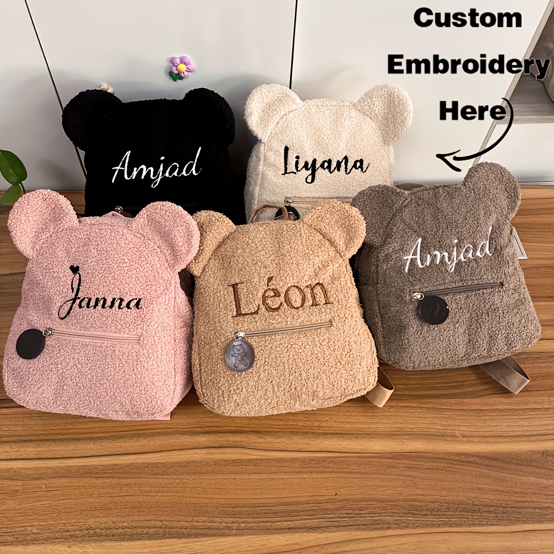 custom embroidered plush backpack personalized Temu Oman