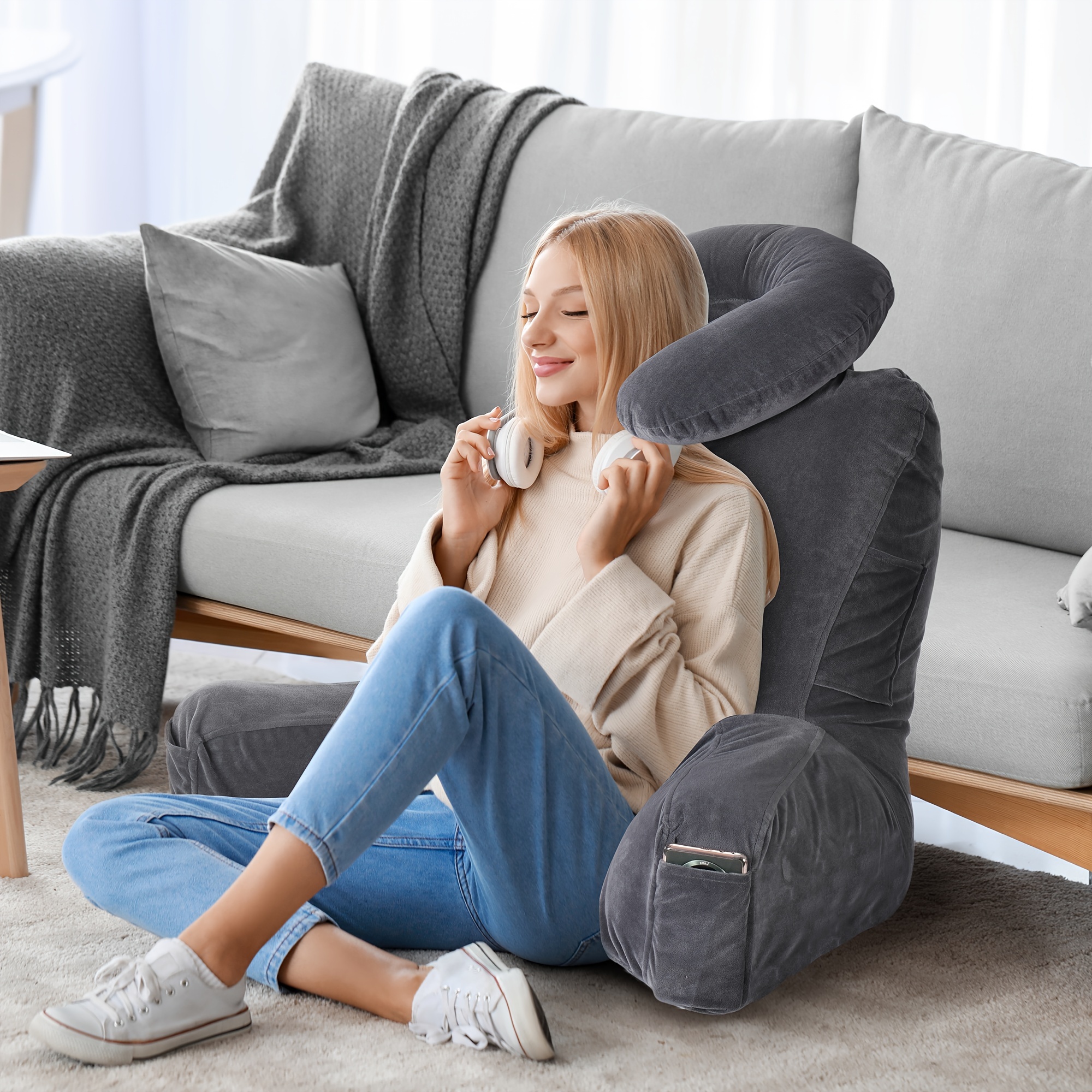 extra large adult bed rest pillow armrests washable Temu