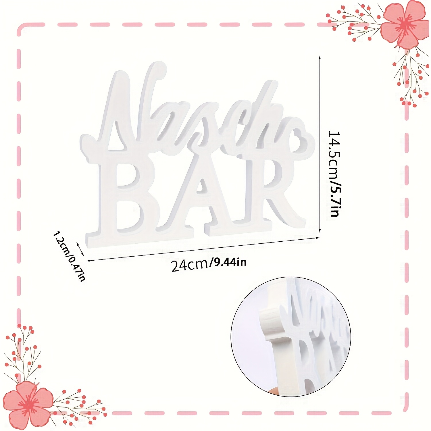 TEMU Bar Deco Wooden Bar Sign | Tabletop Decoration Candy Bar Sign Candy Bar Additions Table Ornament Table Decoration For Wedding Birthday Party