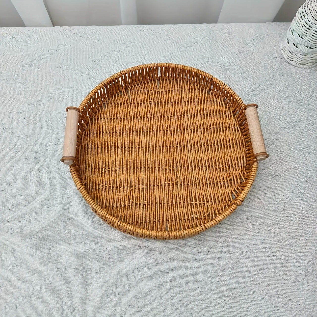 Simple And Elegant Hand-woven Rattan Tray, Heat-resistant Trivet Tray | Heat-resistant Mat | Handmade Storage Basket. Suitable For All , Shelf Baskets