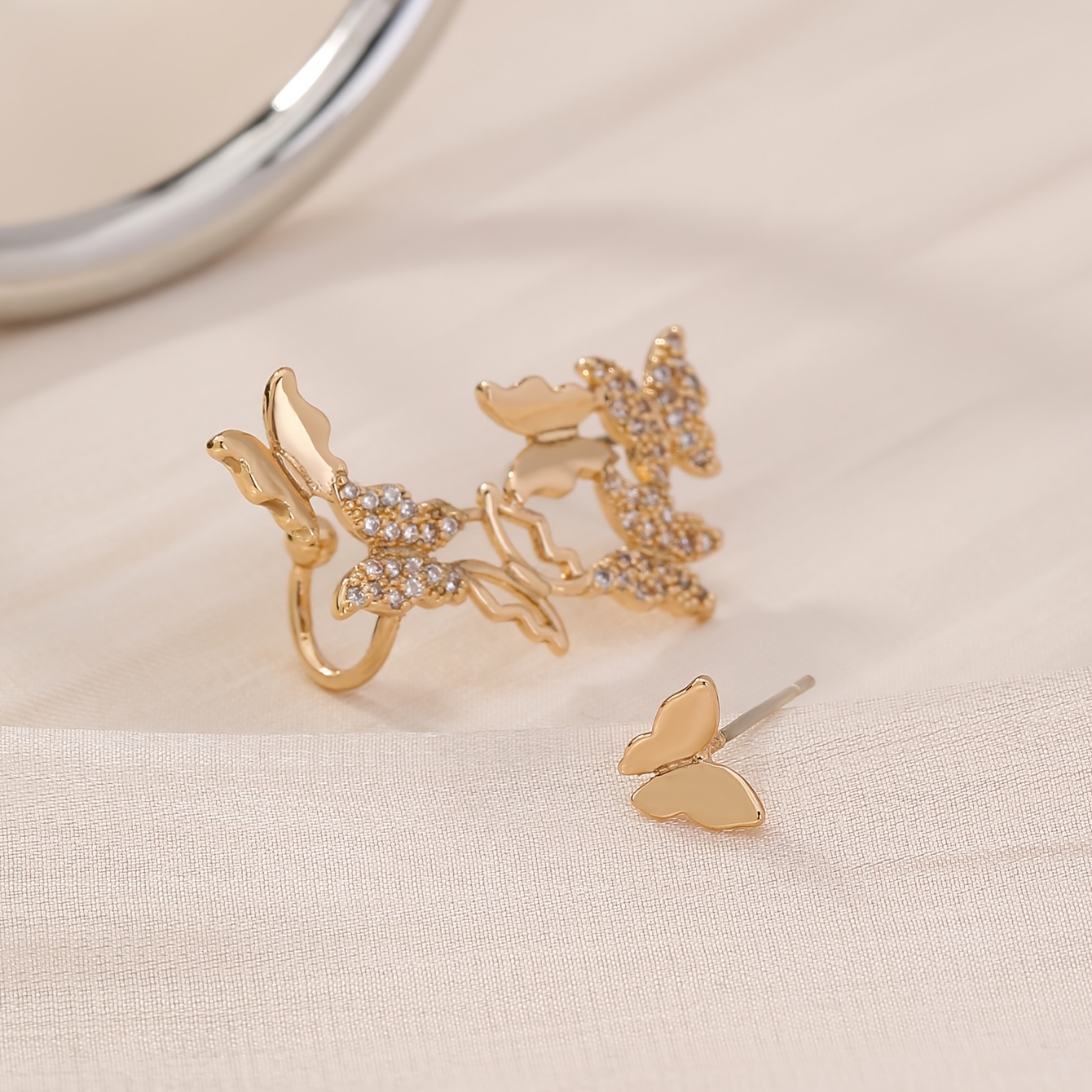 Elegant Micro-Pave Synthetic Zirconia Butterfly Earrings Set