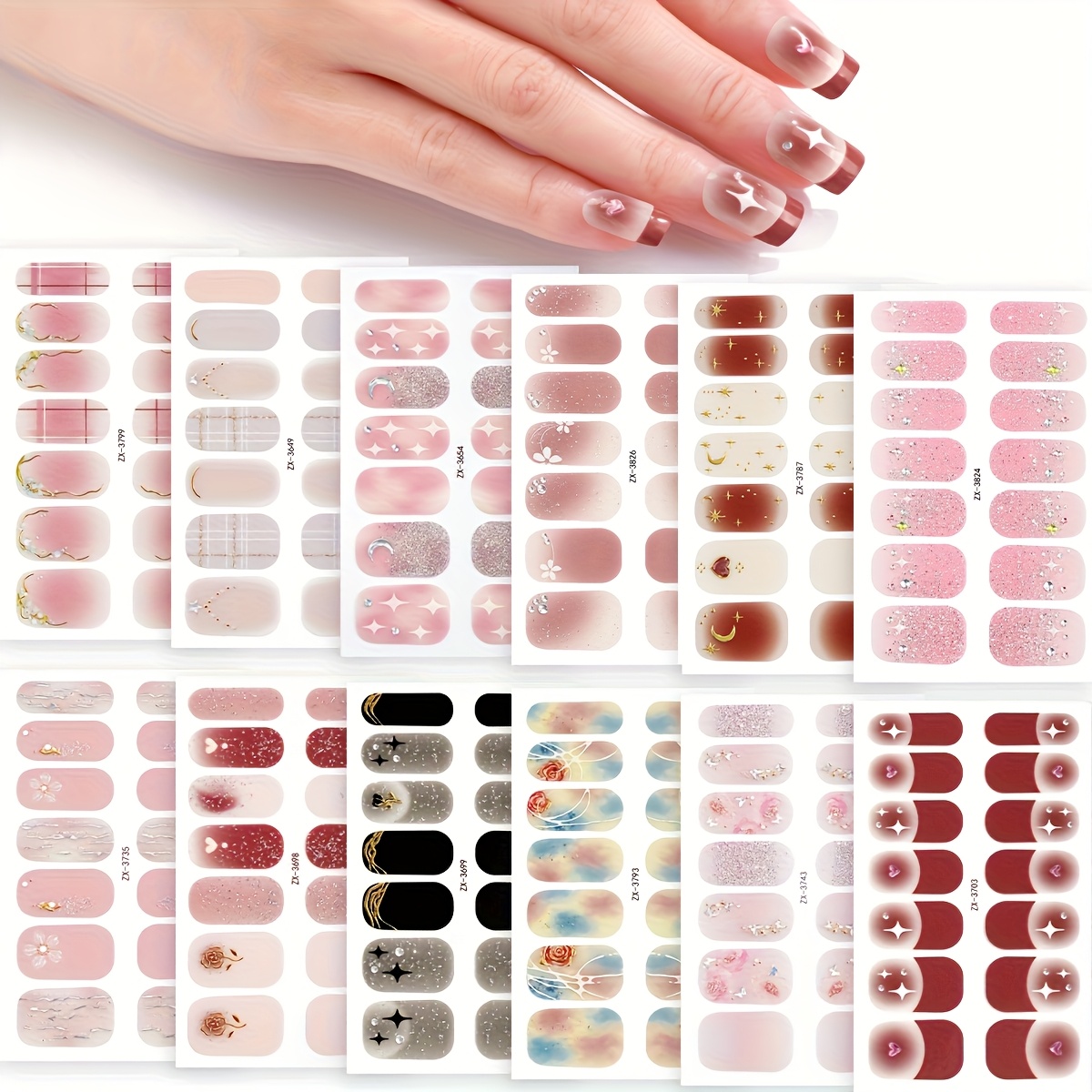 12 sheets 3d nail polish strips spring summer flower - Temu Oman