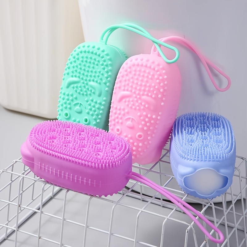 TEMU 4pièces Douces Bains Pinceaux pour Usage Domestique - Double & Nettoyage, Ergonomique, Pas de Batterie , Douces Pinceaux Exfoliants pour une