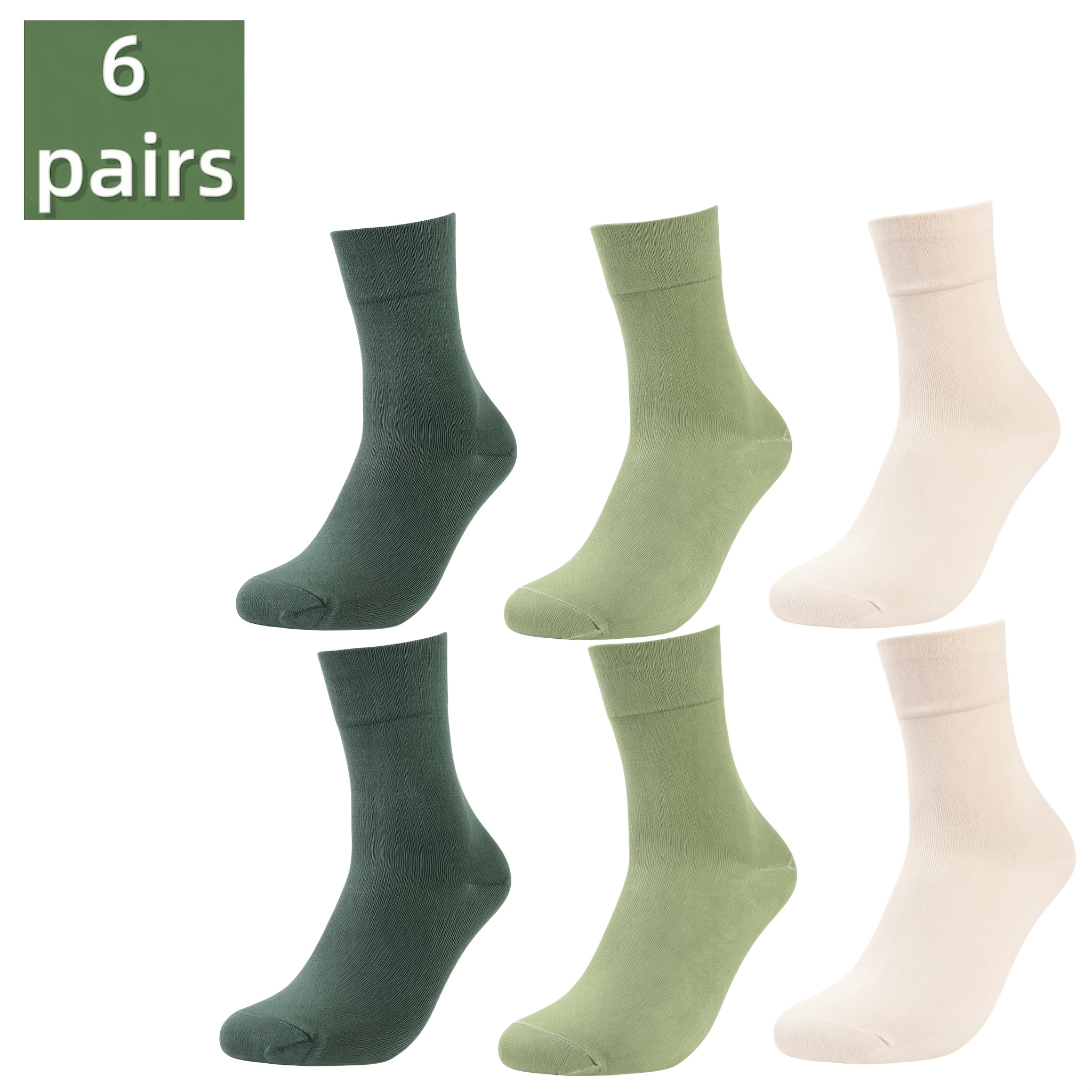 TEMU 6 Pairs Bamboo Viscose Mid-calf Socks, Assorted Colors, Soft, Breathable & Stretchy Socks, Loose Socks, Soft Non-binding Everyday Socks, Perfect