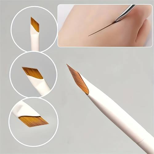 1 2 3 porcelain white angled eyeliner and eyebrow brush set nylon brush all makeup looks ideal for beginners