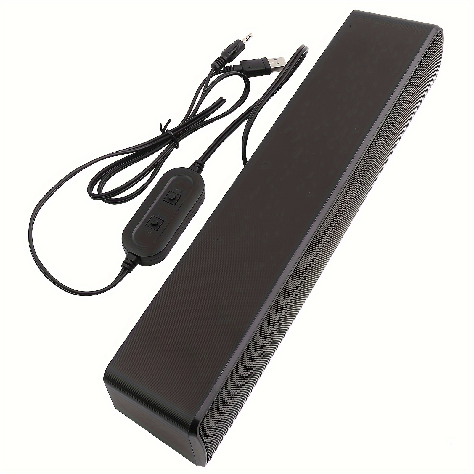 

Pc Soundbar, Plastic Usb Wired Stereo Soundbar Music Player Bass Surround Sound Box With 3.5mm Input For Desktop Laptop Tablet Pc Smartphones, 12.6 X 2.5 X 2.7inch (black)