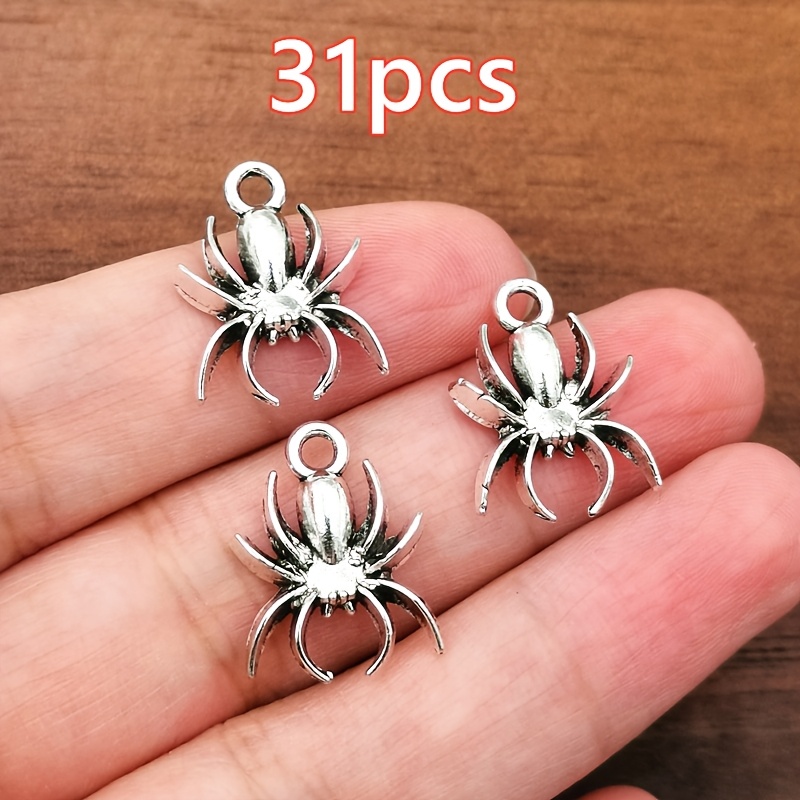 TEMU 31pcs Spider Charm Pendants, Women's Fashion Pendants, Halloween Jewelry Accessories, Diy Handmade Necklace, Earrings, Bracelet Jewelry