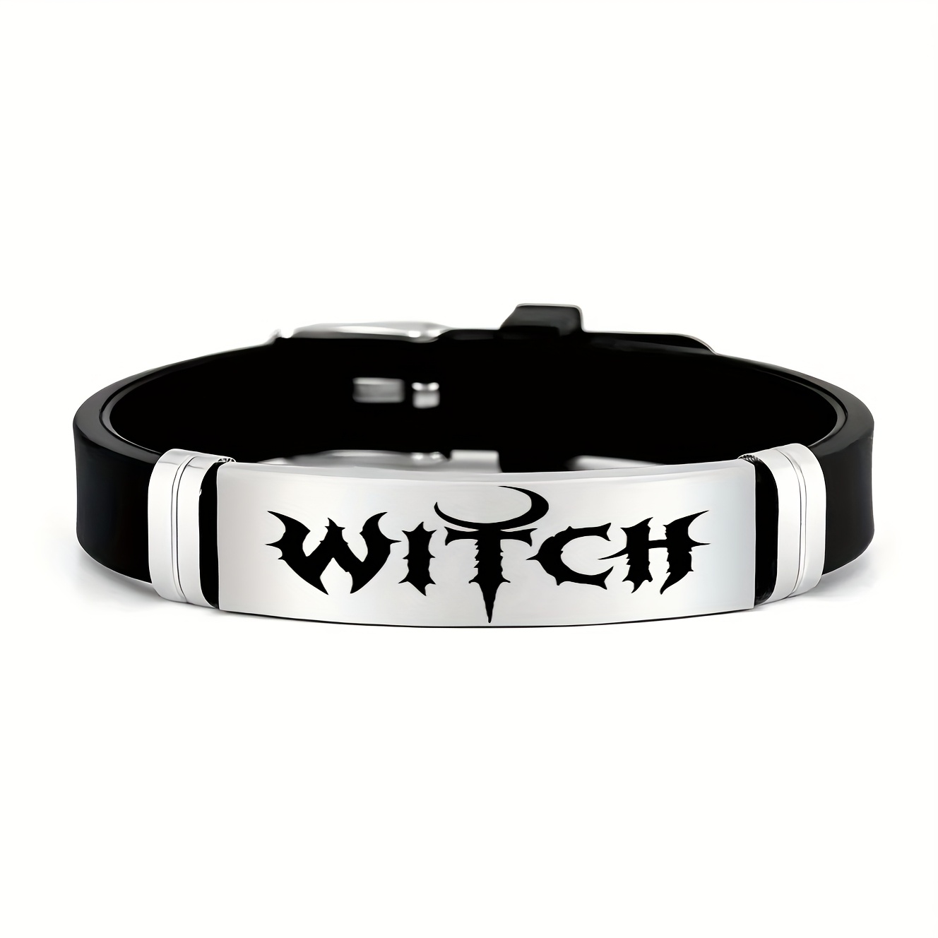 TEMU Wltch Halloween Themed Additions, Witch Witchcraft Design 202 202 Stainless Steel Silicone Bracelet, Perfect Gift For Halloween
