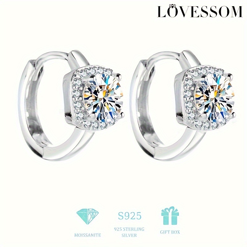 

Sparkling Moissanite Stud Earrings 925 Sterling Silver Hip Hop Gothic Style Couple Women Birthday Gift Anniversary Souvenir