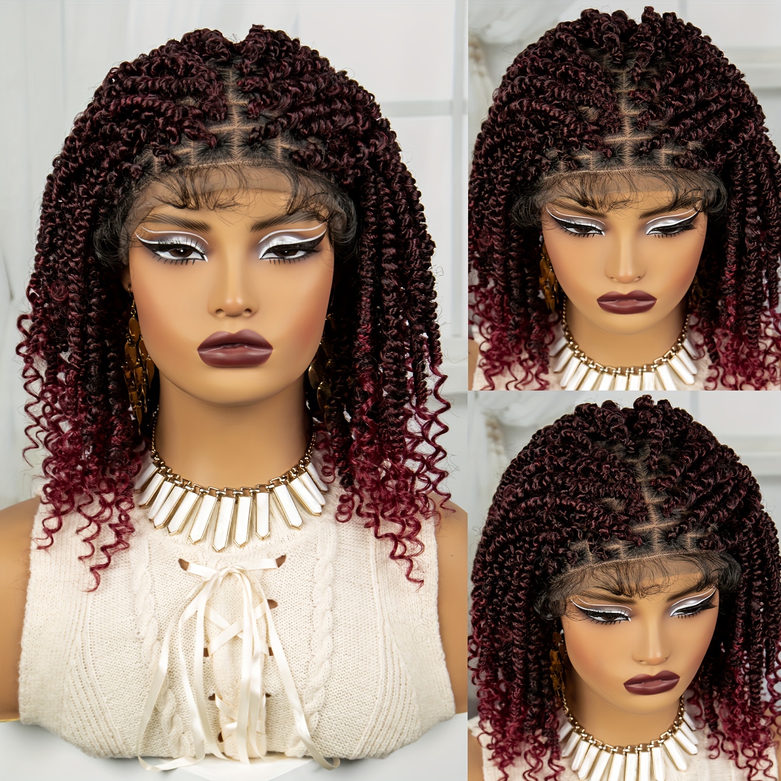 TEMU Perruque Curl Lace Front 9*6 pour femmes - Perruques durables en fibre de température naturelle de 180 % avec , convient à tous