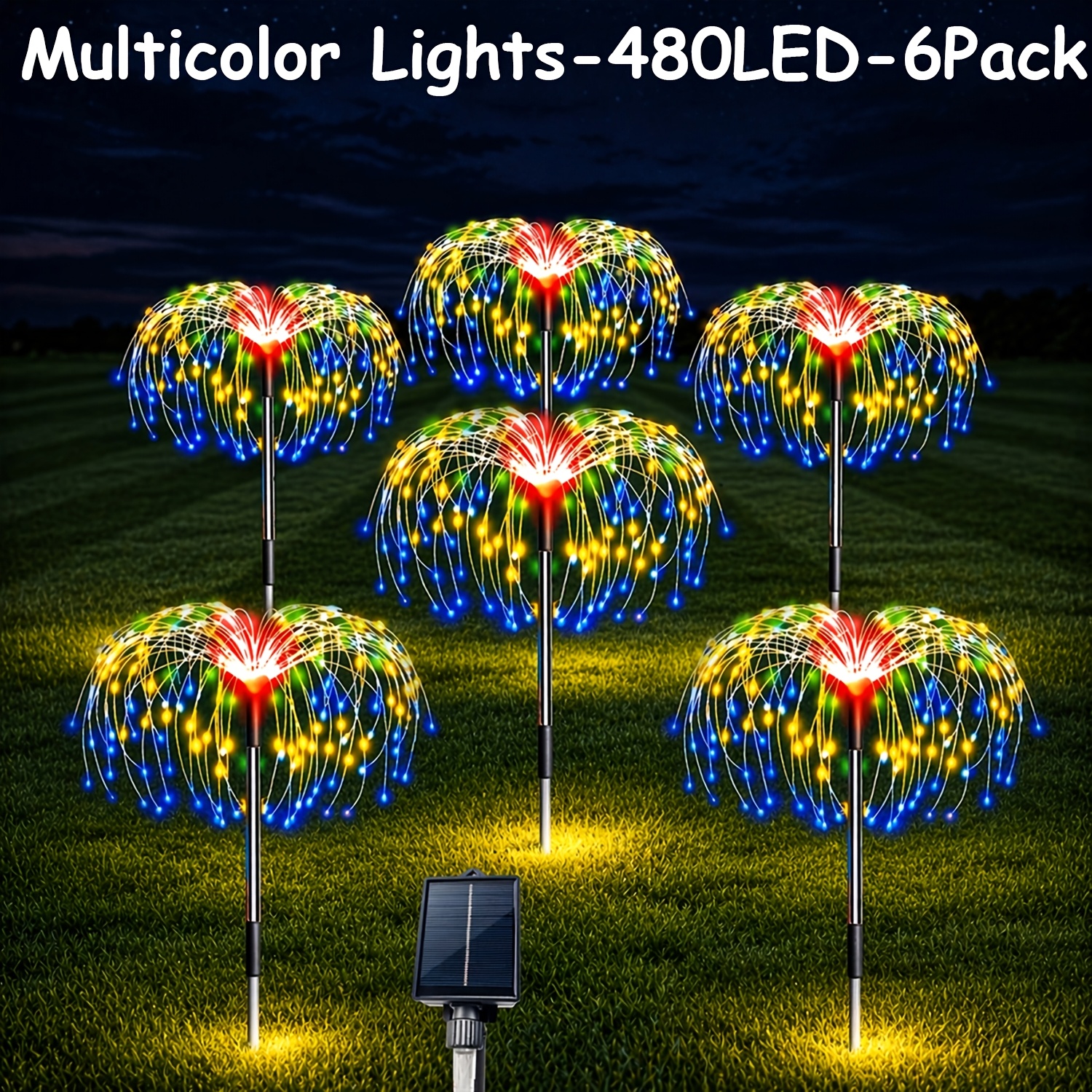 TEMU 6pack 480led 4pack320/240led 1pack60led Garden Decor Outdoor Lights, Ip65 Solar Garden Lights For Christmas Outside Fairy Firework Decorative,