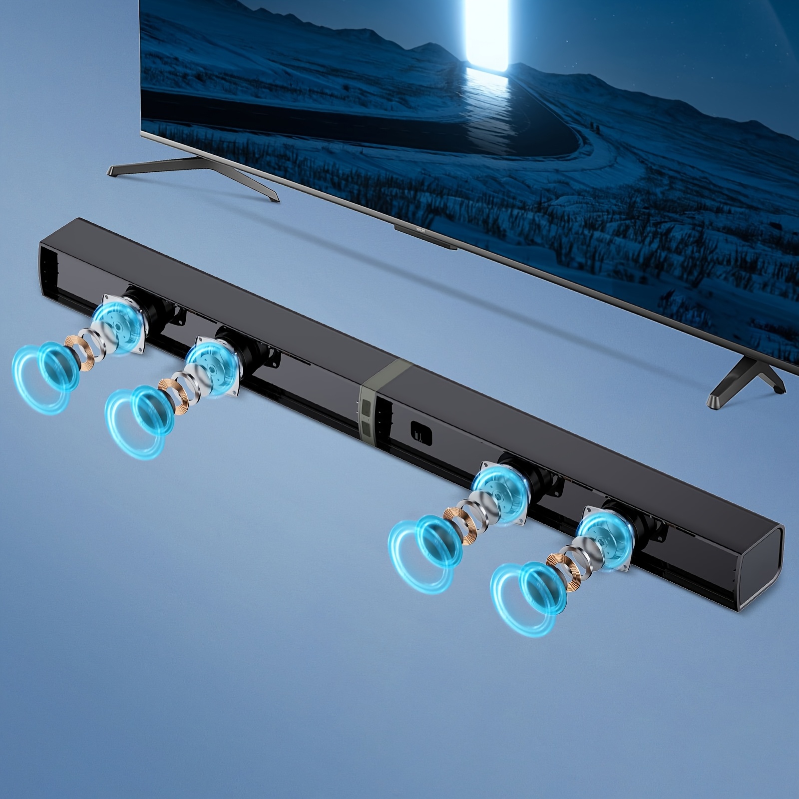 TEMU Soundbar pour Télévision de 60W, Soundbars pour Maison avec Son Stéréo et Connectivité ARC/Optique/AUX - Haut-Parleurs Fil