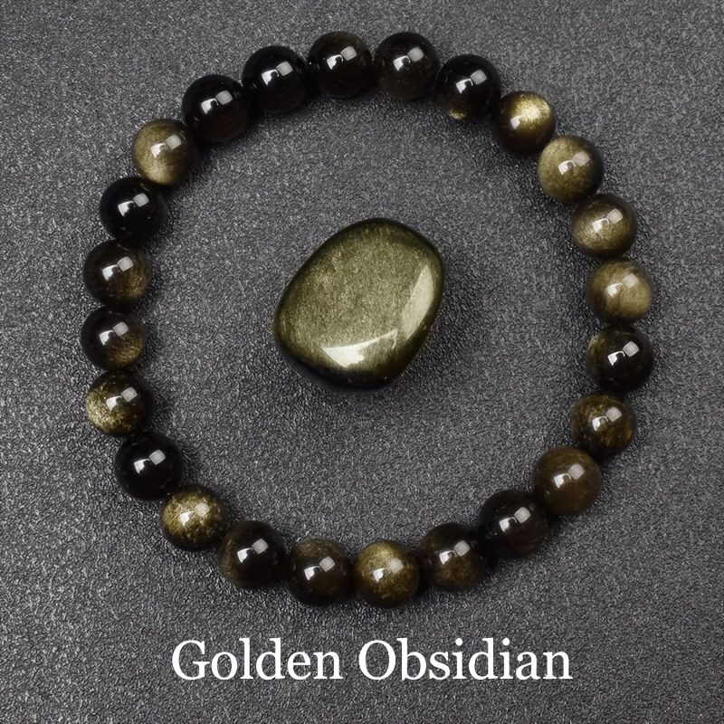 TEMU Bohemian Style 8mm Natural Bead Bracelet, December Birthstone Jewelry, Stone, Round Bead
