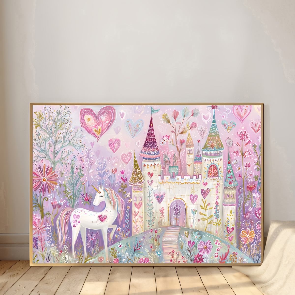 TEMU 2d Flat, 1pc Frameless Unicorn Art Poster, Tale Unicorn Art Canvas Painting, Art, Birthday Gift, Living Room, Bedroom, Kitchen, Bathroom,