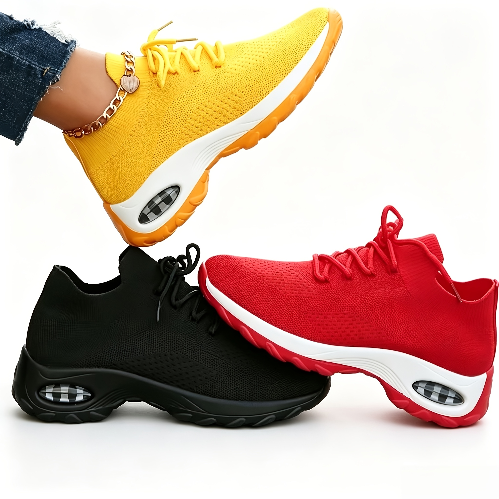 Women's Sneakers, Stylish Walking Shoes, Lightweight Casual Shoes, Road Running Shoes, Non-slip Breathable Tennis Shoes, Mesh Air-cushioned Sneakers