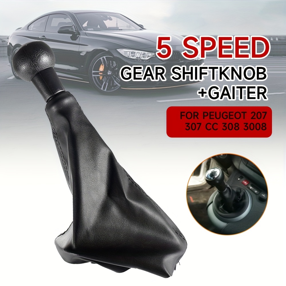 

5-speed Manual Shift Knob With Gaiter Boot Cover For 307 Cc 308 3008, Pu Leather Gear Shifter Stick Handle