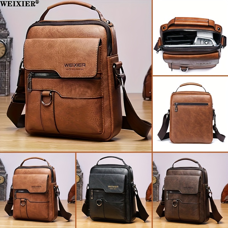 

Retro Vegan Leather Handbag, Business Crossbody Bag, Casual Portable Satchel Bag