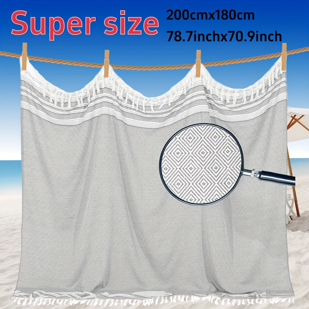 Extra Large Turkish Beach Towel - Quick Dry, Soft & Sand-free Bohemian Blanket | Ideal For | Perfect Gift