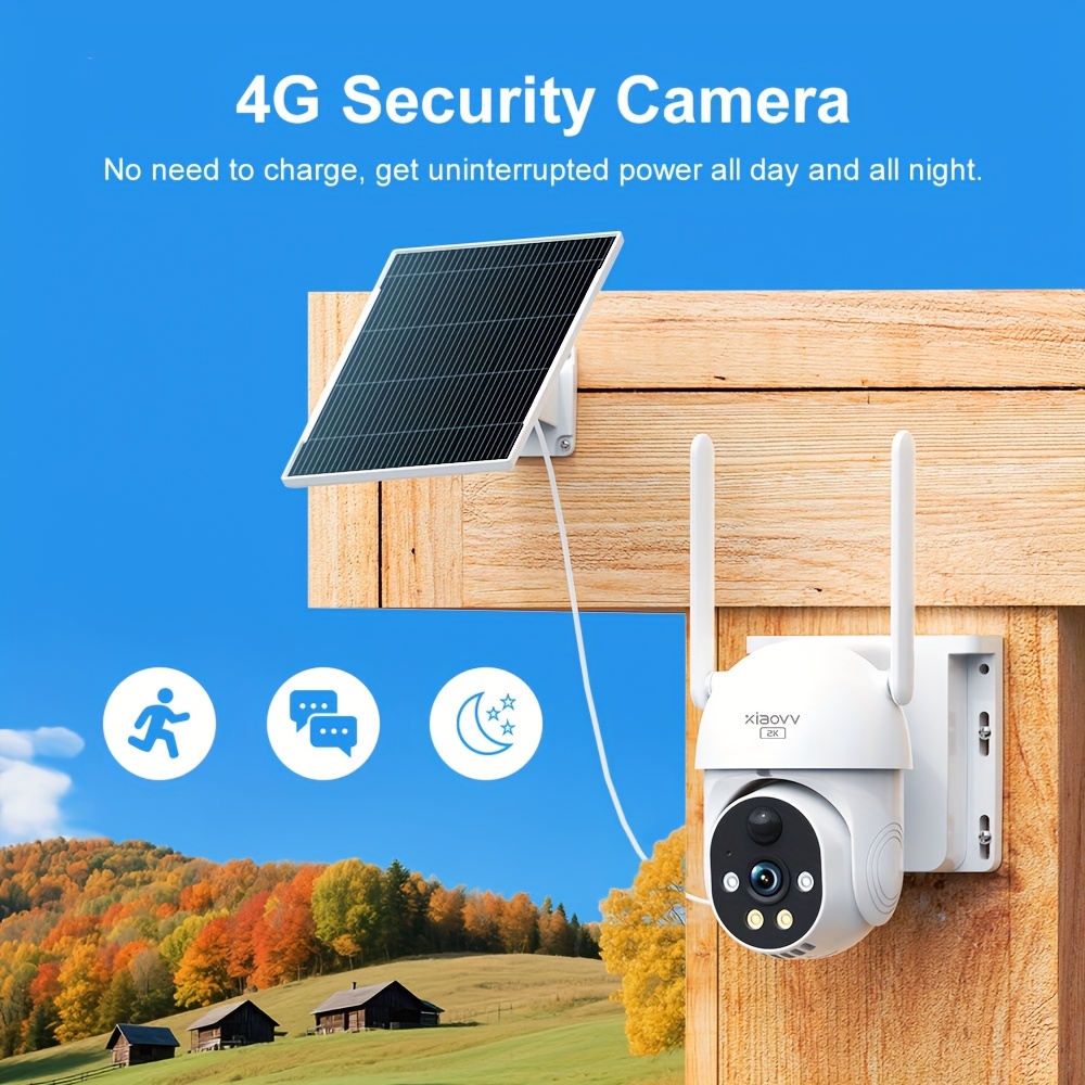 4g Outdoor Security Camera With Motion Tracking, Pir, Talk & Night Vision, Ptz Camera, Compatible For 4g/3g/2.4g Network, Sd/cloud Storage, Solar Panel & - Camera (no)