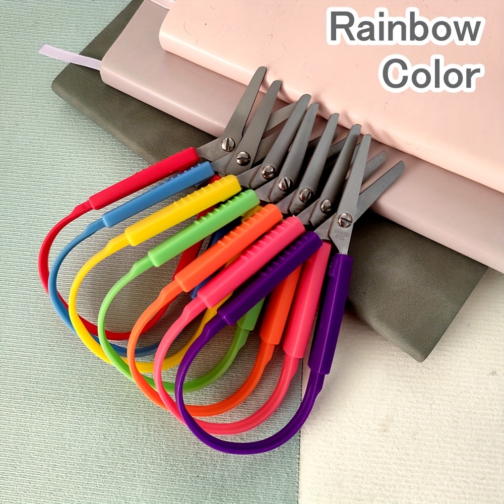 Image of 7 Portable Ring Scissors, Self-opening Mini Elastic Scissors For Hands, Suitable As Matching Tools In Sewing Kits, Home Office, School, Sewing And Handicraft Making, Small Gifts