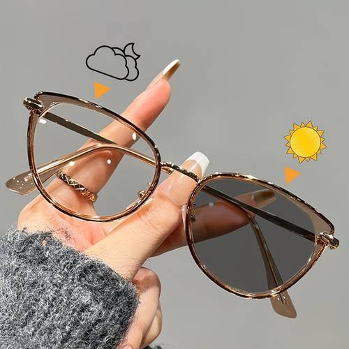 1 pair of womens cat eye y2k style ultra minimalist with tones soft light lenses and metal frame lenses suitable for leisure commuting school and other occasions offering high fashion
