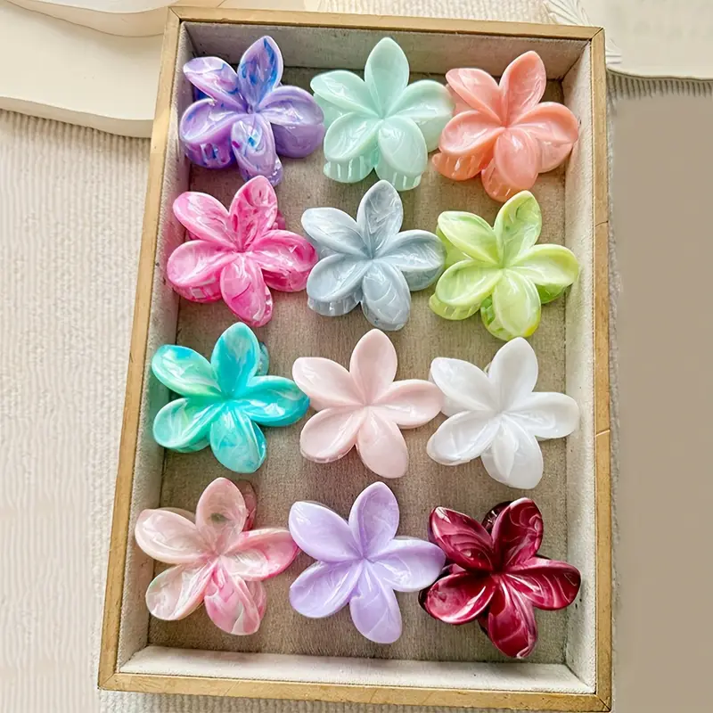 12pcs elegant floral hair clips for women marbled pastel flower hairpins plastic hair accessories for valentine s day gifts casual formal events 14 Product details 0