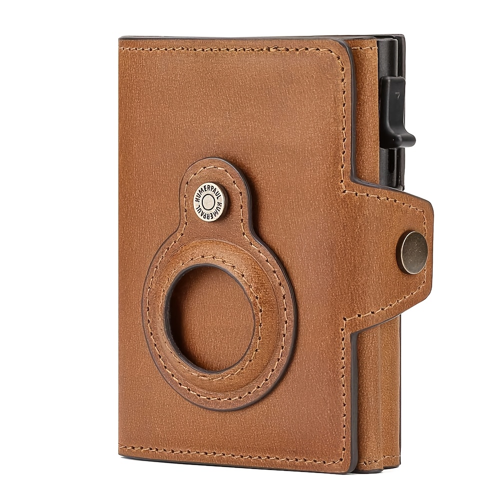 Image of Humerpaul Genuine Leather Rfid Cardholder | Anti-theft Metal Chain, Cowhide Wallet And Coin Purse, Style, Unlined, Ideal For Valentine's Day And Father's Day Gift