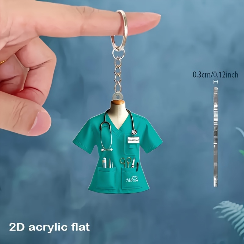 TEMU Colgante acrílico 2D de uniforme de enfermera, admite personalización de , y portátil, estilo exquisito y versátil, se puede usar como llavero,