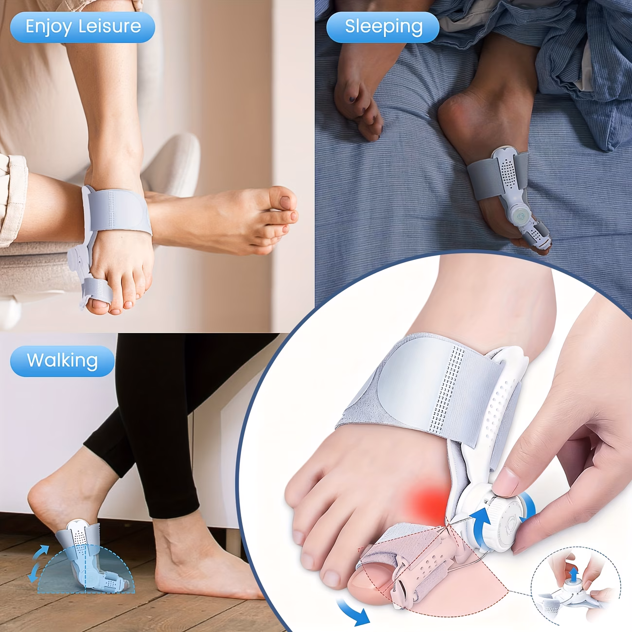 toe support kit 1 adjustable with 4 toe separators big toe soft nylon abs structure night wear ideal gift for holidays special occasions care gift pack Product details 0