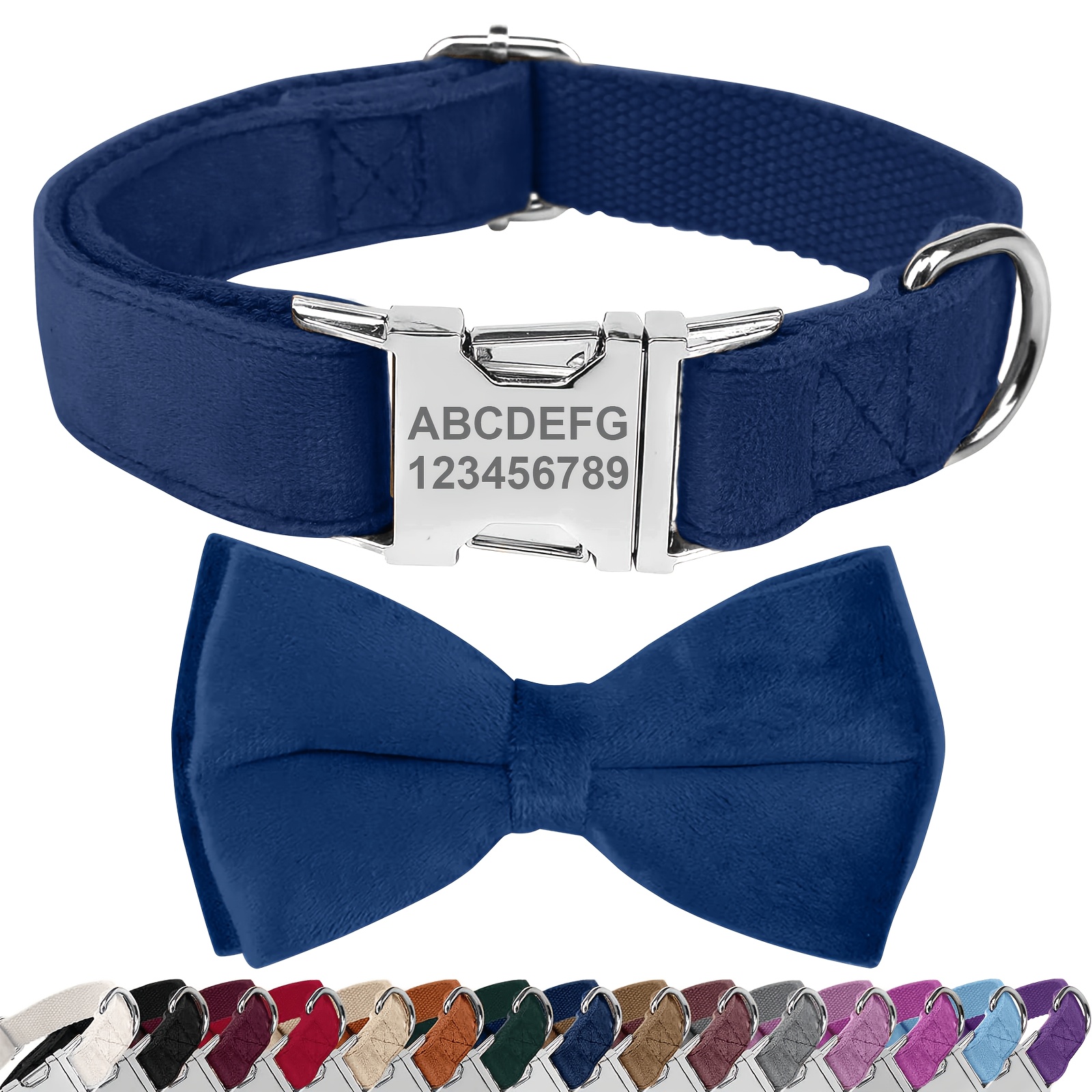 TEMU Custom Dog Collar With Gentleman Bow Tie, Collar With Metal , Soft Fabric, Boy And Girl Dog Collar, Suitable For Small To Medium Dogs