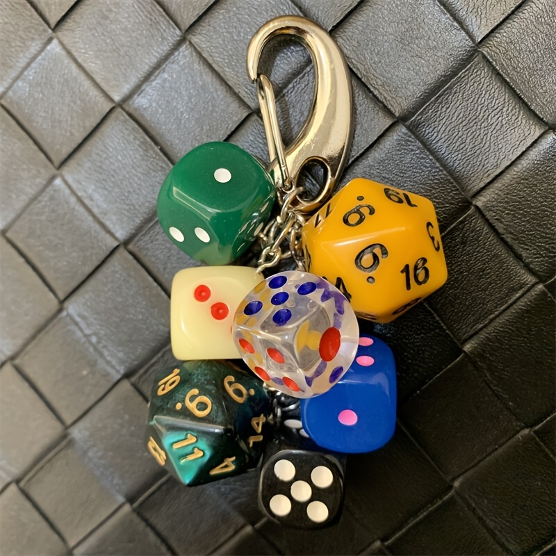 Retro Handmade Pendant Keyring - Themed, Resin Dice Keychain With Lobster Clasp, Decorative Single Piece Keychain For Bags & Keys, Ideal For Valentine's Day Gift