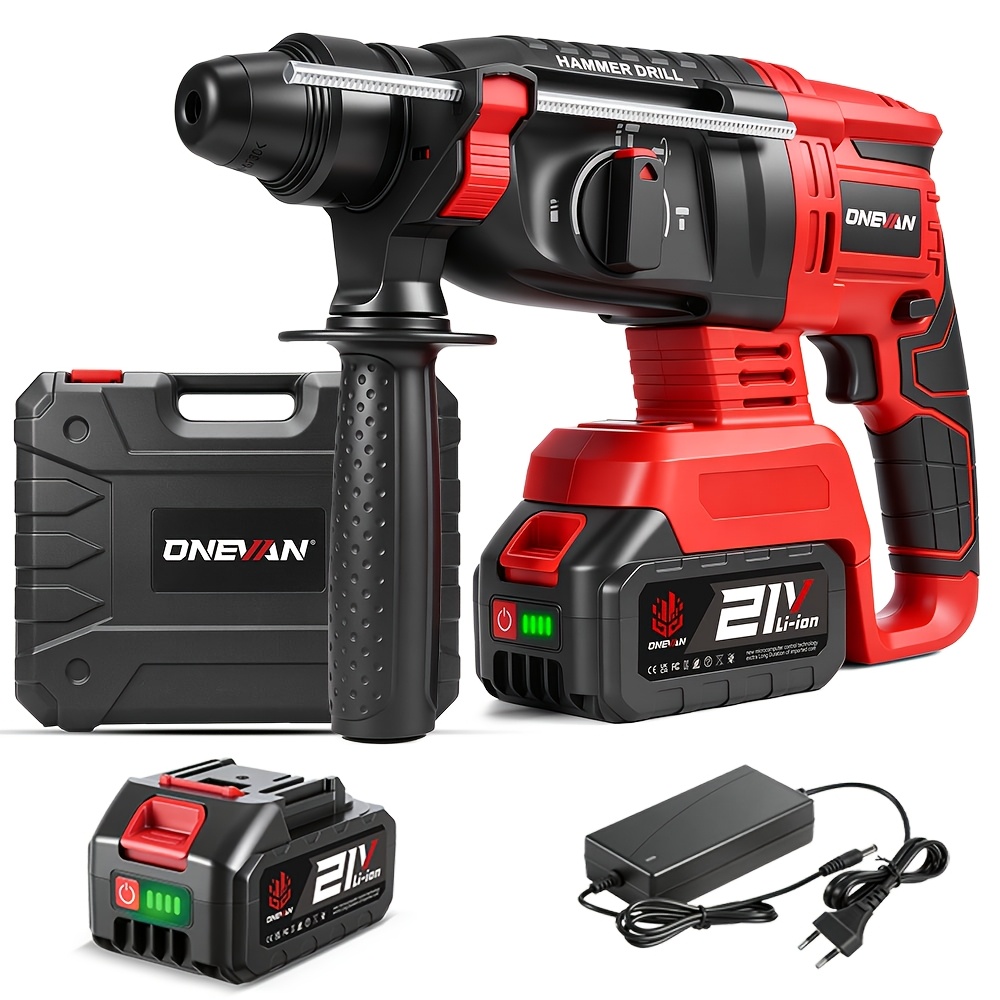 Image of Brushless Hammer Drill Set, 26mm 4-speed Impact Rotary Drill, Suitable For Drilling Concrete, Steel, Brick, And Wood, Compatible With Onevan Batteries