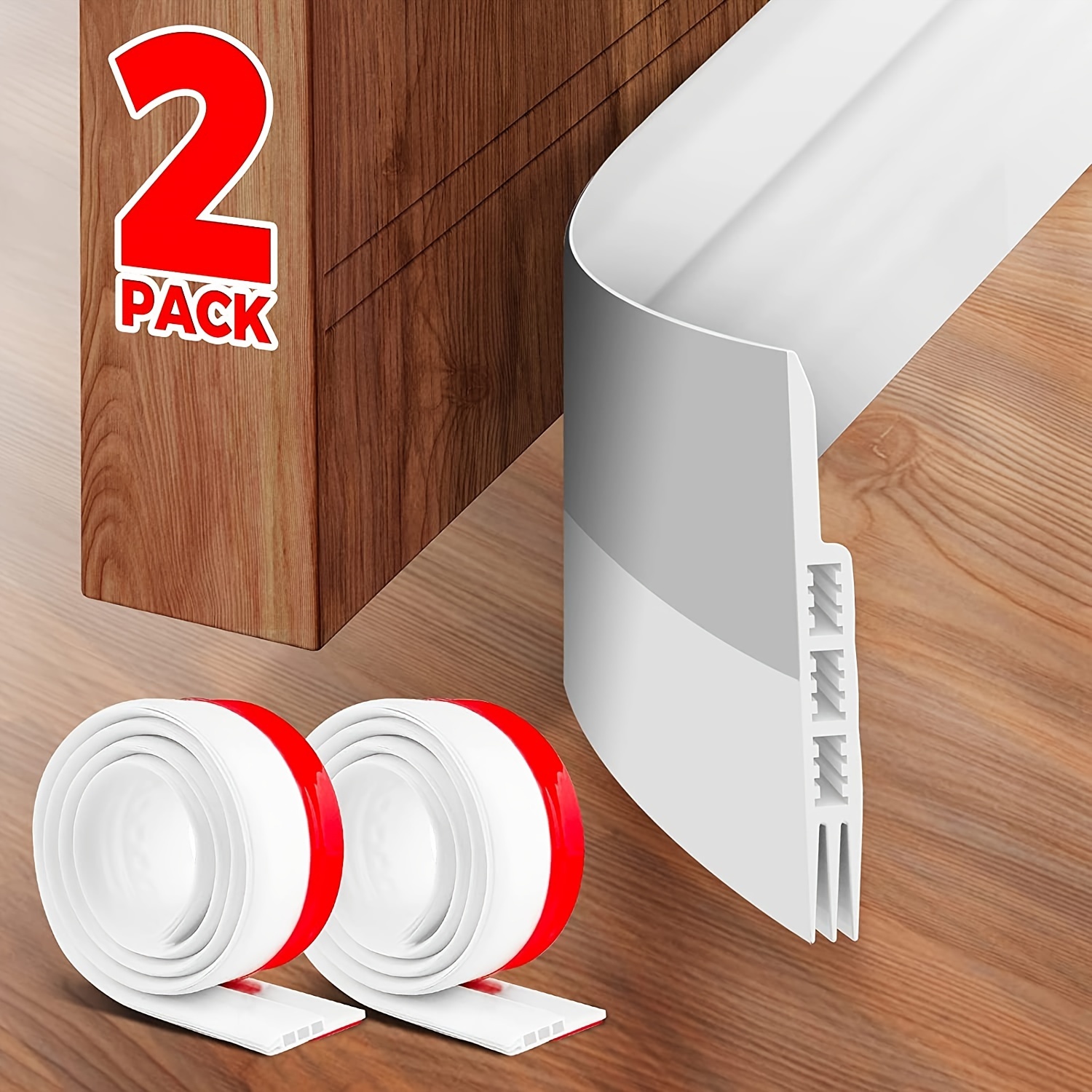 

2pcs Strong Adhesive Door Draft Stopper - Weatherproof Insulation & , For Interior/