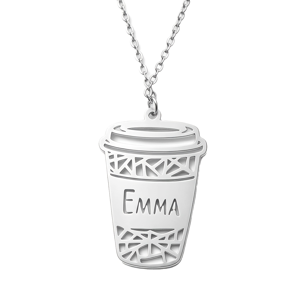 Women's Handcrafted Hollow Coffee Cup Charm Pendant Necklace, Clavicle Chain