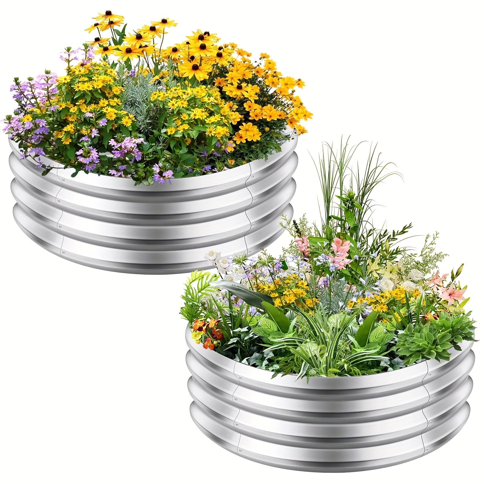 

Galvanized Raised Garden Bed Kit, Metal Round Planter Box For Outdoor, Garden Bed For Planting Vegetables Plants, 3 Ft X 3 Ft * 2 Pack